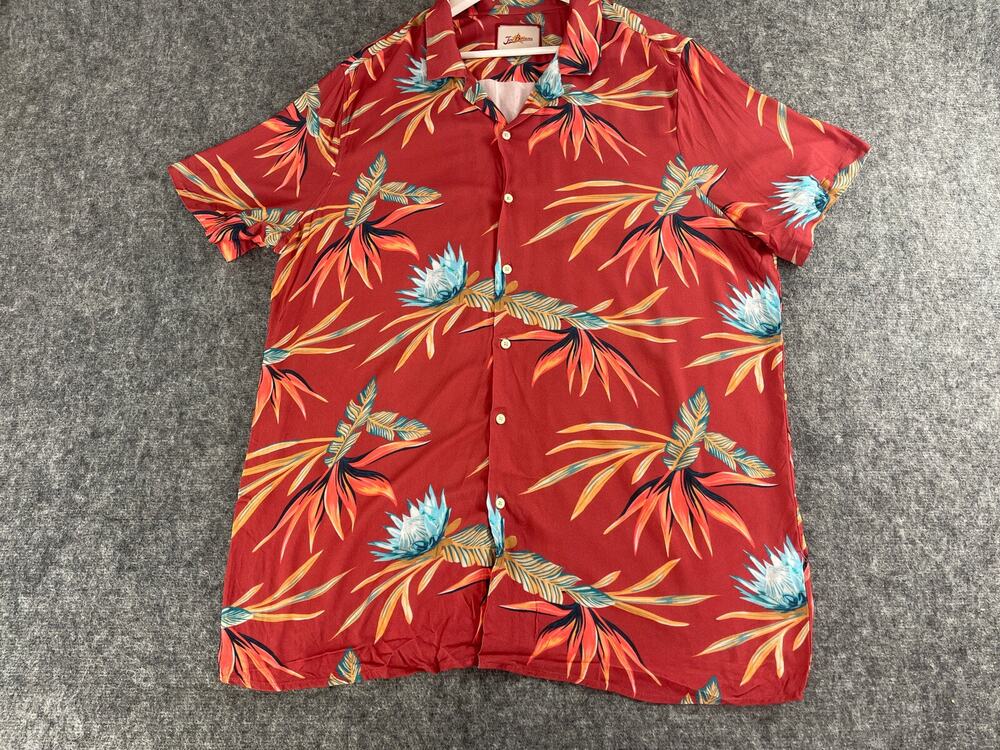 Joe Browns Shirt Mens 5XL Button Up Floral Hawaiian Visvose Red Short S N15